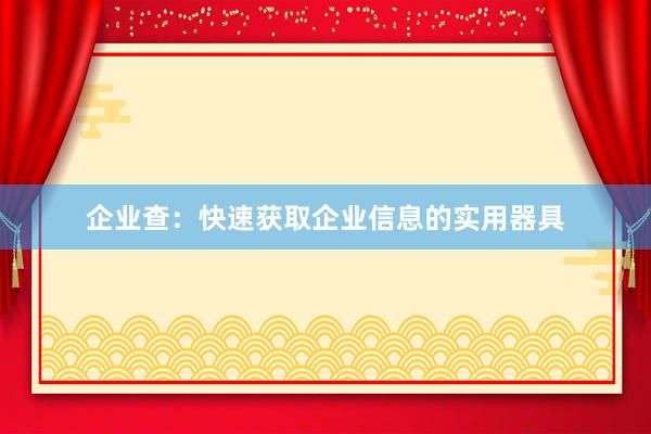 企业查：快速获取企业信息的实用器具